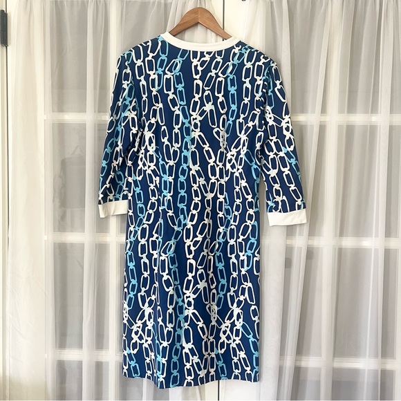J. McLaughlin Blue Chainlink Gisele Catalina Cloth Dress Sz M - Picture 2 of 10